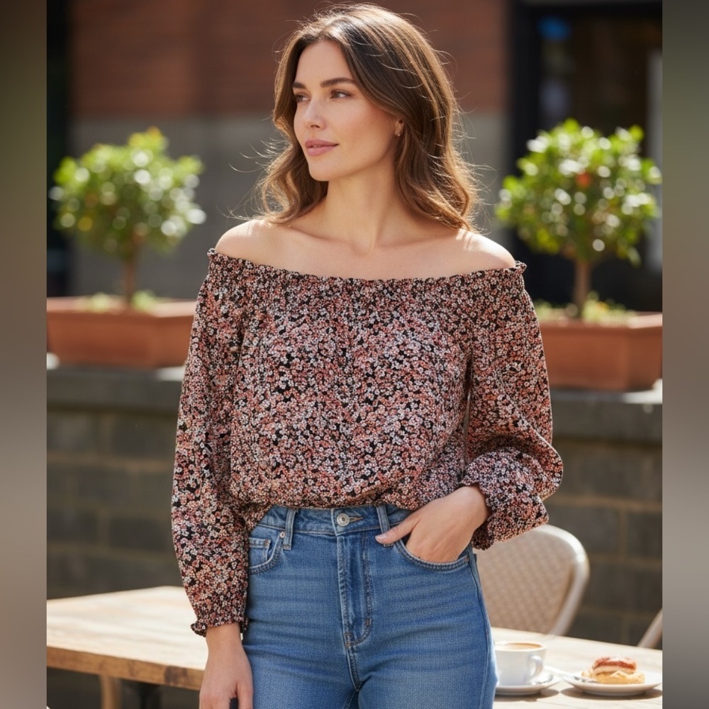 MICHAEL Michael Kors Black and Pink Floral Blouse